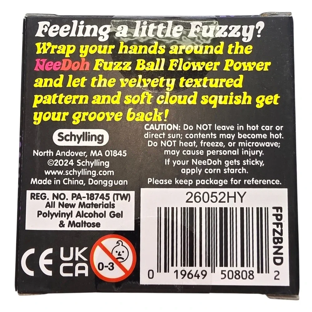 New NeeDoh Fuzz Ball Flower Power Purple Sensory Fidget Stress Ball Toy